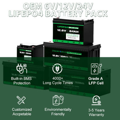 12.8V 100Ah LiFePO4 pin Enerforce OEM Thời gian sử dụng lâu cho hệ thống năng lượng mặt trời và hệ thống dự phòng